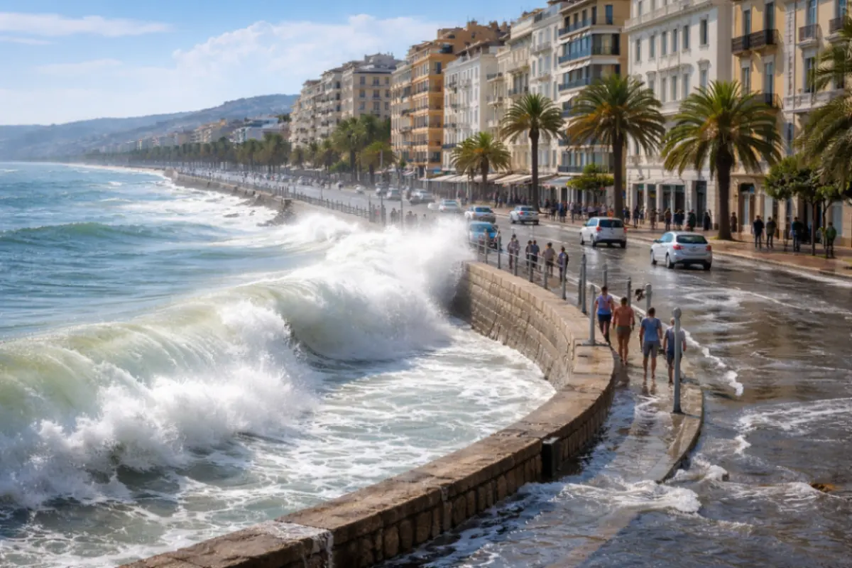 Onde sulla passeggiata affollata